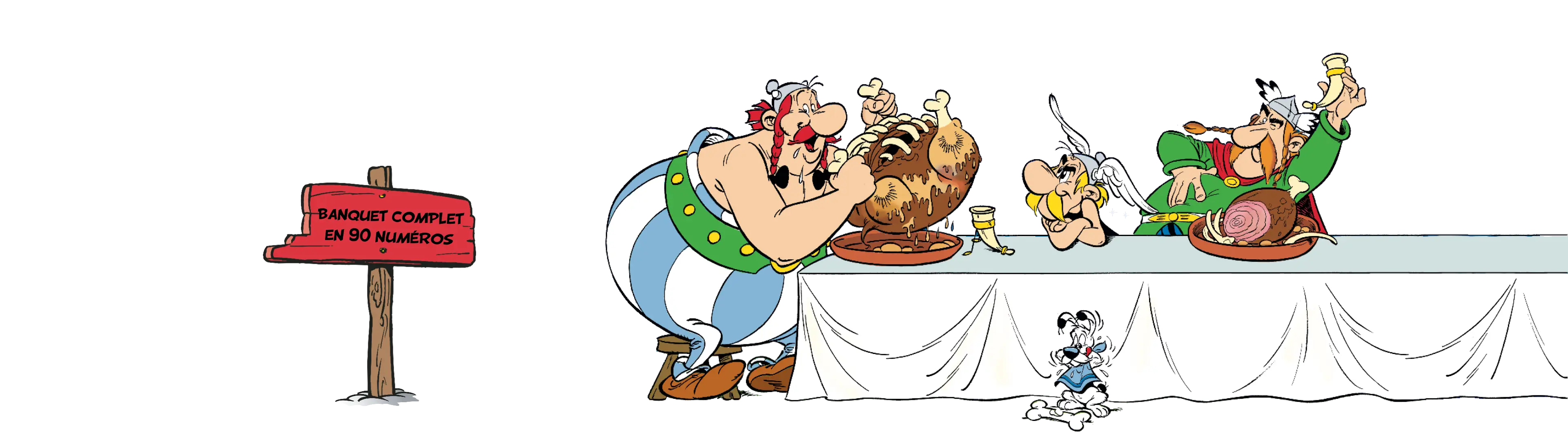 Astérix, Obélix, Idéfix et Abraracourcix à table !